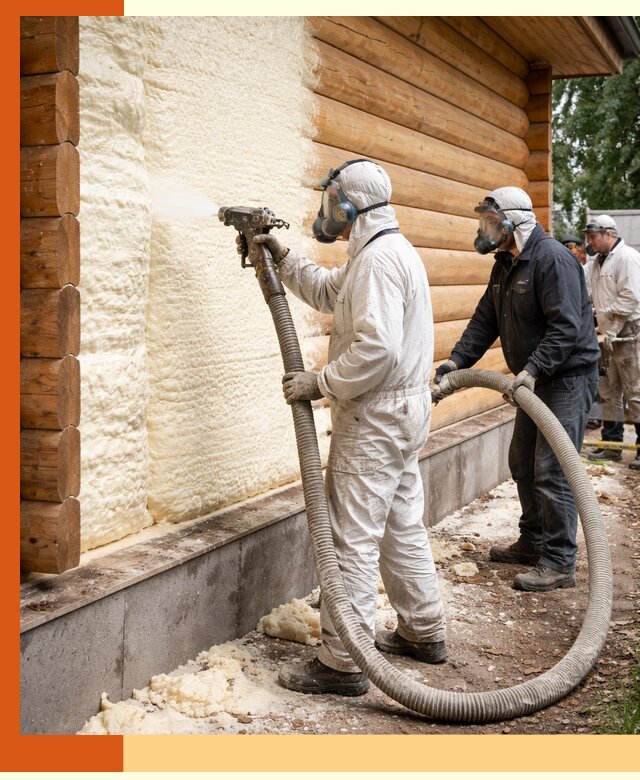 Утепление дома из бруса пенополиуретаном в Великом Новгороде